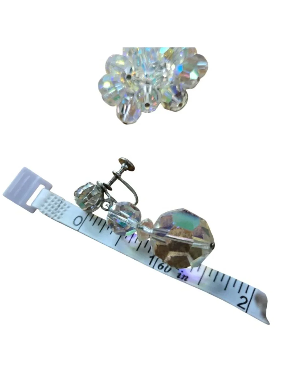 Mid Century Vintage Aurora Borealis Crystal Brooch Earring Set